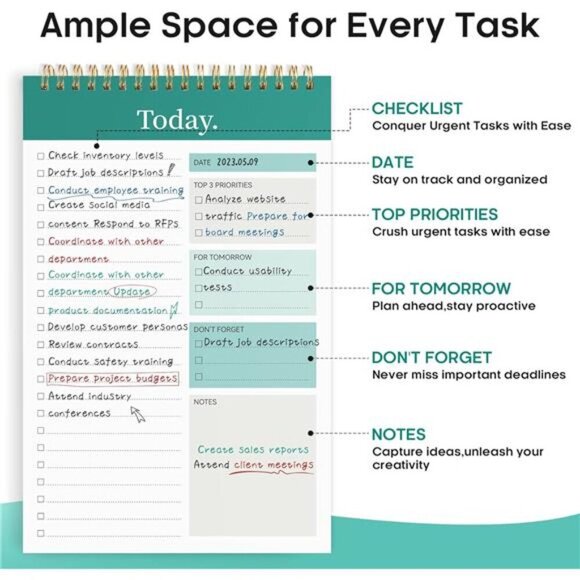 To Do List Pad - To Do List Notebook for Work 52 Sheets, Undated Daily Planner - Picture 2 of 8